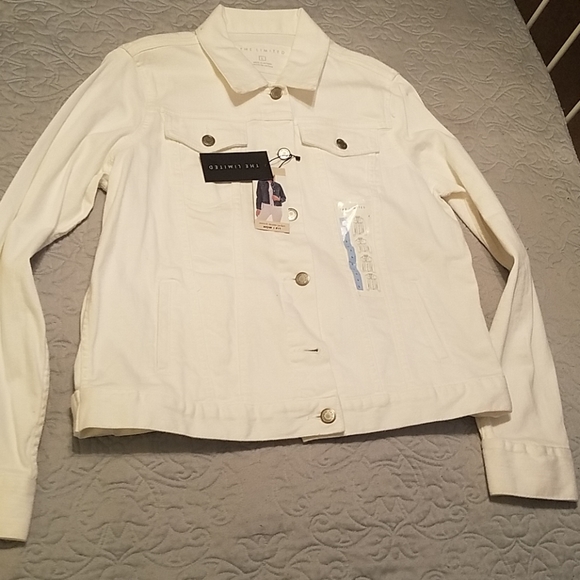 The Limited White Denim Jacket Sz L - Picture 2 of 5